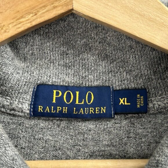 Polo Ralph Lauren 1/4 Zip Sweater Mens XL Gray Knit Estate Rib Flesh Pony Preppy - Picture 7 of 10